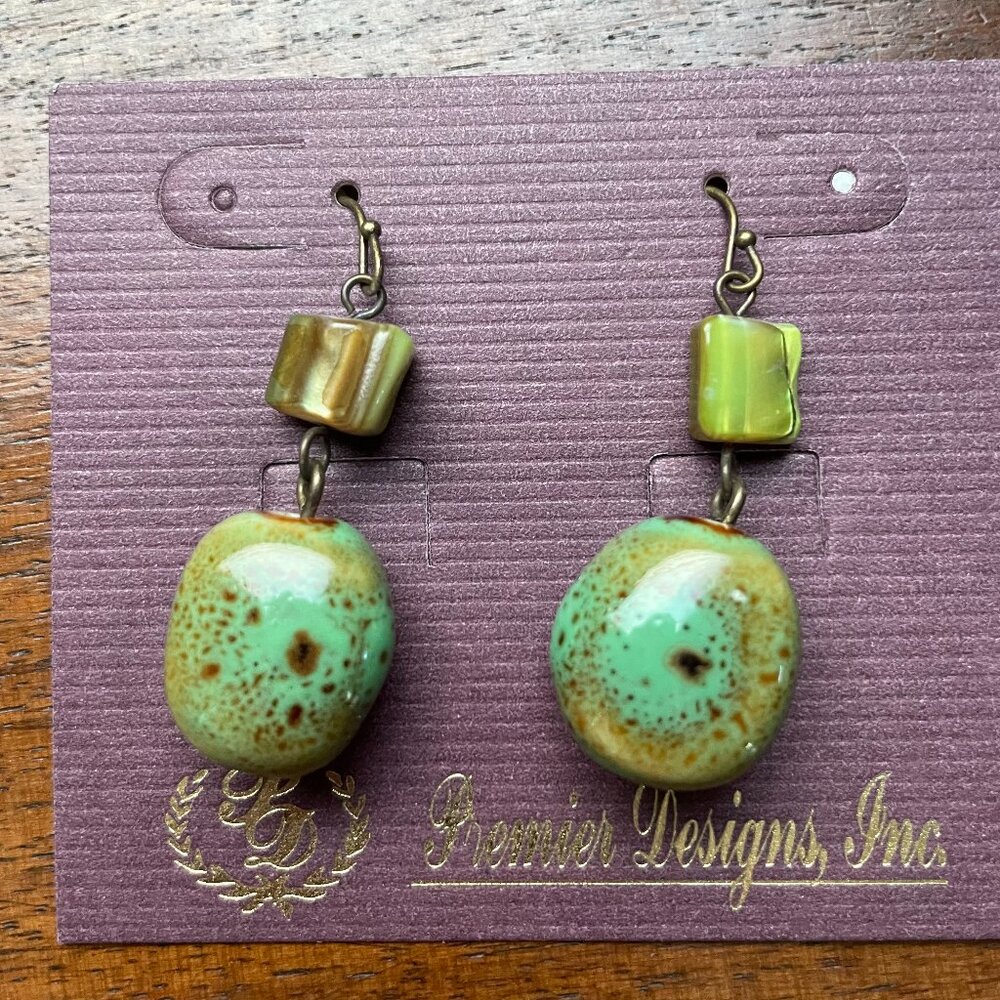 Bundle 3 for $12. Premier Designs Green Stone Dangle Earrings